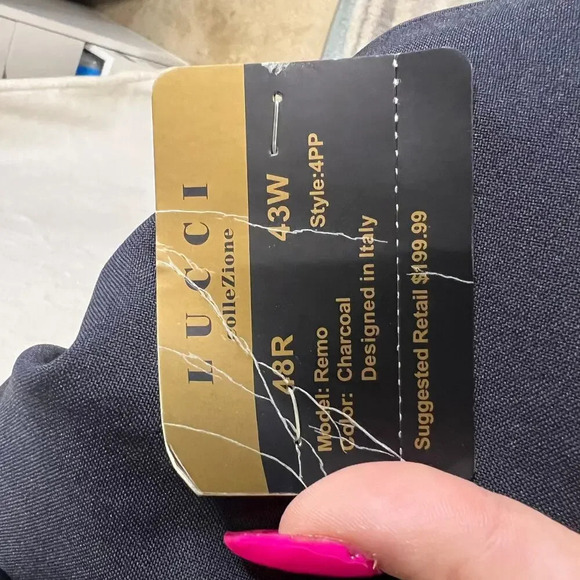 NWT Lucci Collezione‎ Men's 48R Navy Hand Tailored Peaked Lapel Suit Jacket - Picture 6 of 7